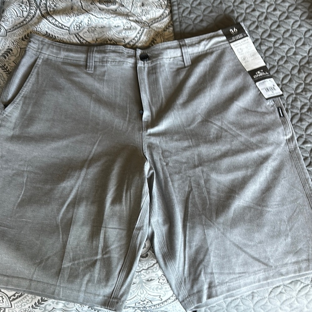 Gray Flat Front Casual Shorts Lightweight